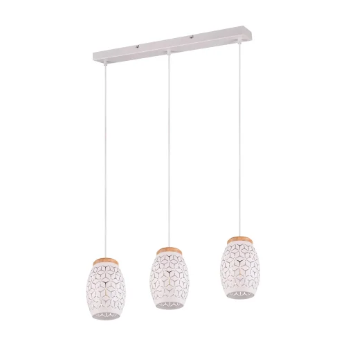 CANDEEIRO PENDENTE 3 LUZES EM METAL BRANCO E27 BIRKITA