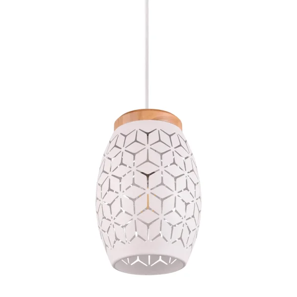 CANDEEIRO DE TETO SUSPENSO 1 LUZ METAL BRANCO E27 BIRKITA