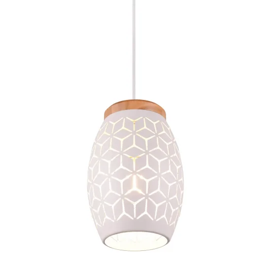 CANDEEIRO DE TETO SUSPENSO 1 LUZ METAL BRANCO E27 BIRKITA