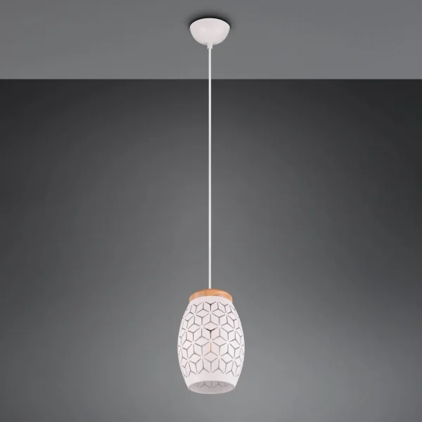 CANDEEIRO DE TETO SUSPENSO 1 LUZ METAL BRANCO E27 BIRKITA