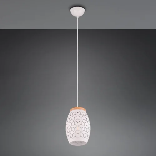 CANDEEIRO DE TETO SUSPENSO 1 LUZ METAL BRANCO E27 BIRKITA