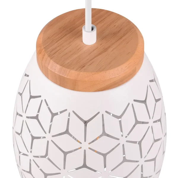 CANDEEIRO DE TETO SUSPENSO 1 LUZ METAL BRANCO E27 BIRKITA