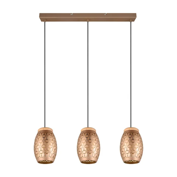 SUSPENSÃO DE TETO 3 LUZES METAL CAFÉ E27 BIRKITA