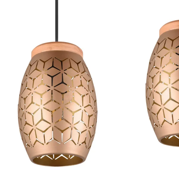 SUSPENSÃO DE TETO 3 LUZES METAL CAFÉ E27 BIRKITA