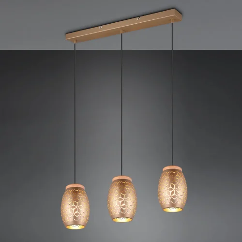 SUSPENSÃO DE TETO 3 LUZES METAL CAFÉ E27 BIRKITA