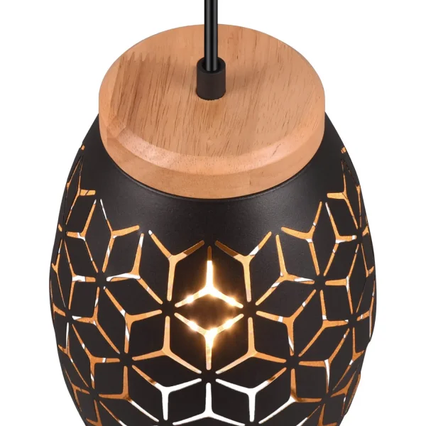 CANDEEIRO PENDENTE DE TETO 3 LUZES METAL PRETO E27 BIRKITA