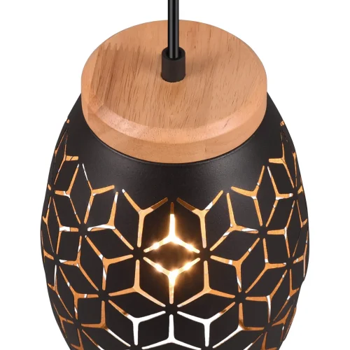 CANDEEIRO PENDENTE DE TETO 3 LUZES METAL PRETO E27 BIRKITA