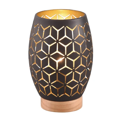 CANDEEIRO DE MESA 1 LUZ METAL NEGRO-DOURADO E27 BIRKITA