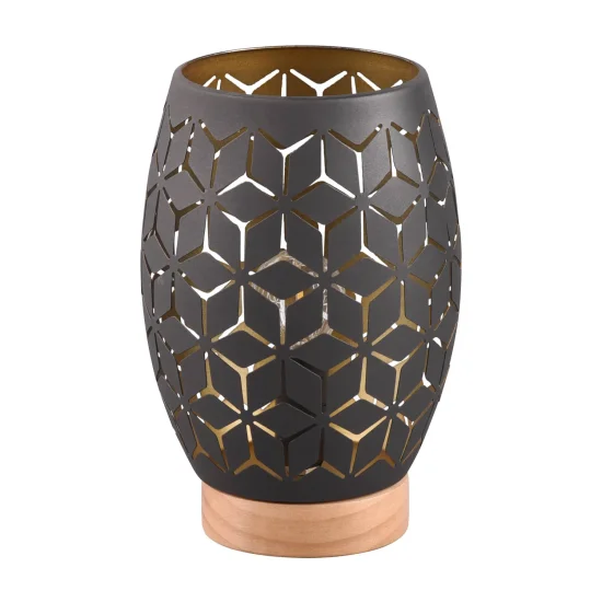 CANDEEIRO DE MESA 1 LUZ METAL NEGRO-DOURADO E27 BIRKITA 2