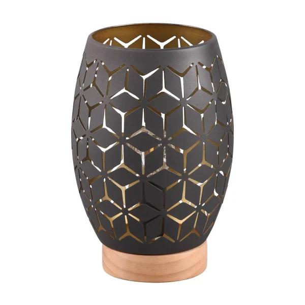 CANDEEIRO DE MESA 1 LUZ METAL NEGRO-DOURADO E27 BIRKITA