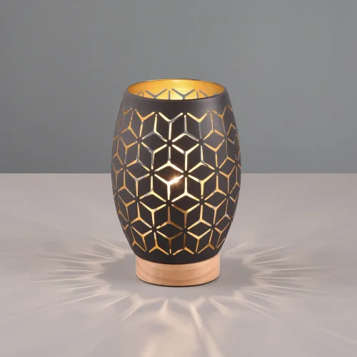 CANDEEIRO DE MESA 1 LUZ METAL NEGRO-DOURADO E27 BIRKITA