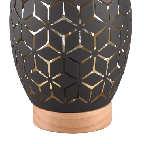 CANDEEIRO DE MESA 1 LUZ METAL NEGRO-DOURADO E27 BIRKITA