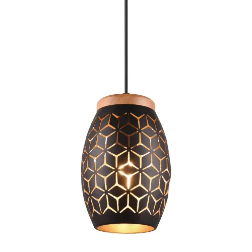 CANDEEIRO DE TETO SUSPENSO 1 LUZ MÉTAL PRETO E27 BIRKITA