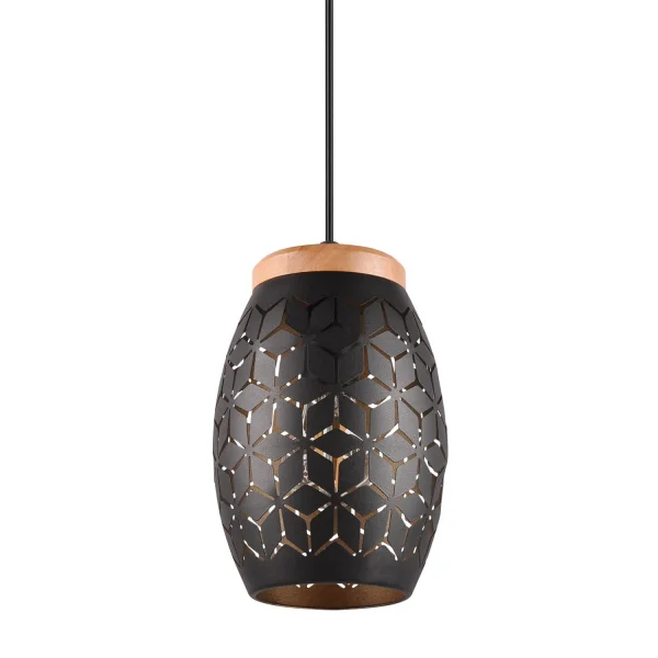 CANDEEIRO DE TETO SUSPENSO 1 LUZ MÉTAL PRETO E27 BIRKITA