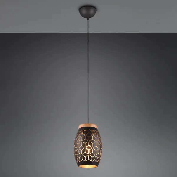 CANDEEIRO DE TETO SUSPENSO 1 LUZ MÉTAL PRETO E27 BIRKITA