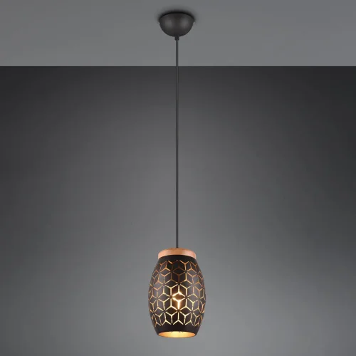 CANDEEIRO DE TETO SUSPENSO 1 LUZ MÉTAL PRETO E27 BIRKITA