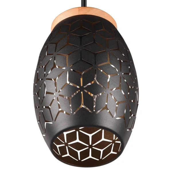 CANDEEIRO DE TETO SUSPENSO 1 LUZ MÉTAL PRETO E27 BIRKITA