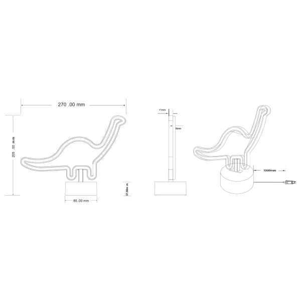CANDEEIRO DE MESA LED 1,6 W USB DINOSSAURO