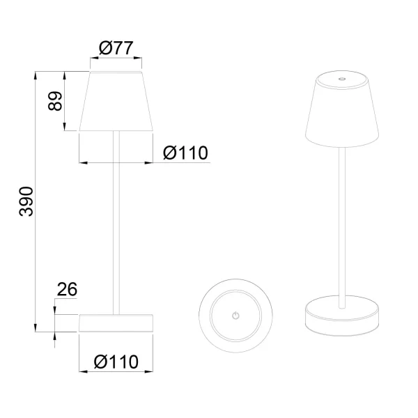 CANDIEIRO DE MESA TÁTIL LED REGULÁVEL 2,2W IP44 BRANCO MINNA