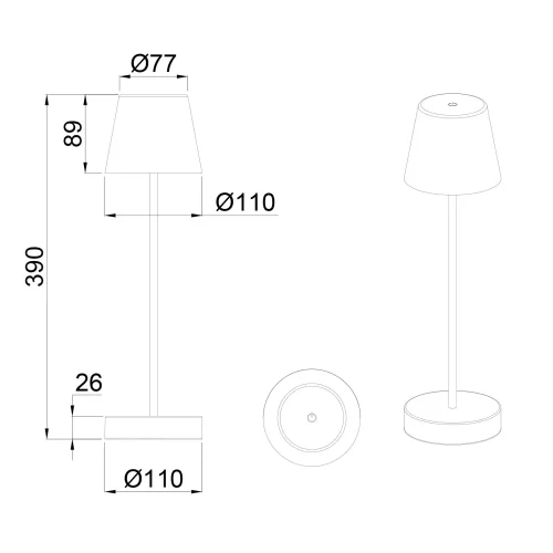 CANDIEIRO DE MESA TÁTIL LED REGULÁVEL 2,2W IP44 BRANCO MINNA