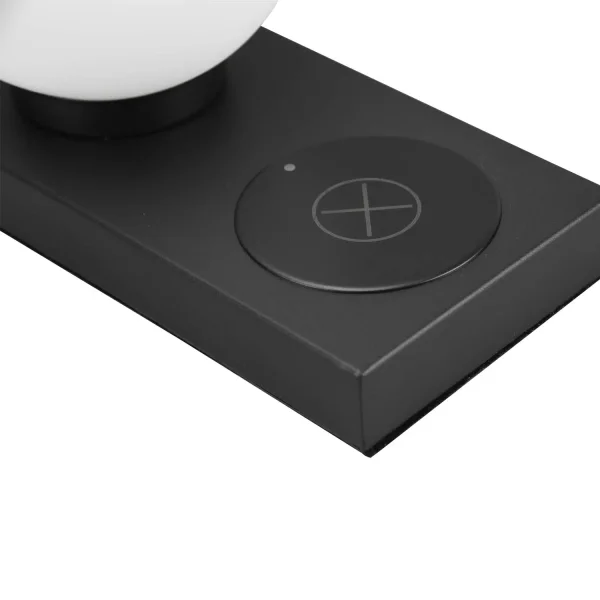 CANDEEIRO DE MESA COM ESTAÇÃO DE CARREGAMENTO PRETO E14 CLARISSA