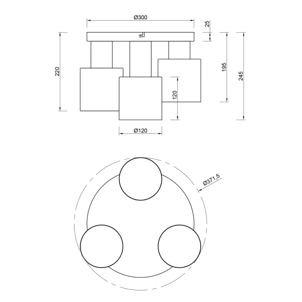 PLAFON 3 LUZES E27 AQUILES