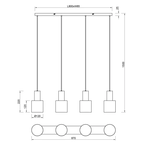 SUSPENSÃO DE TETO 4 LUZES E27 AQUILES