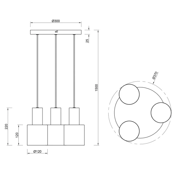 SUSPENSÃO DE TETO 3 LUZES E27 AQUILES