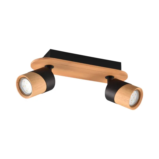 FOCO DE TETO 2 LUZES GU10 NEGRO AMARU