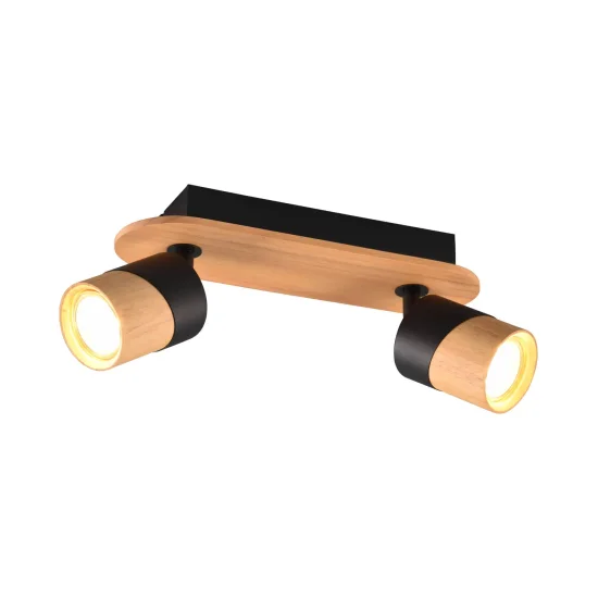 FOCO DE TETO 2 LUZES GU10 NEGRO AMARU 2