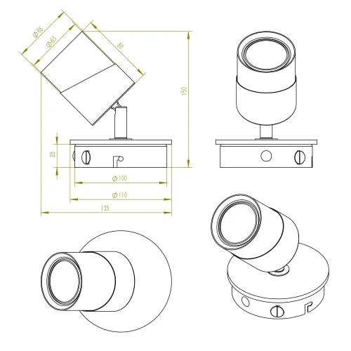 FOCO DE TETO/PAREDE 1 LUZ GU10 BRANCO AMARU