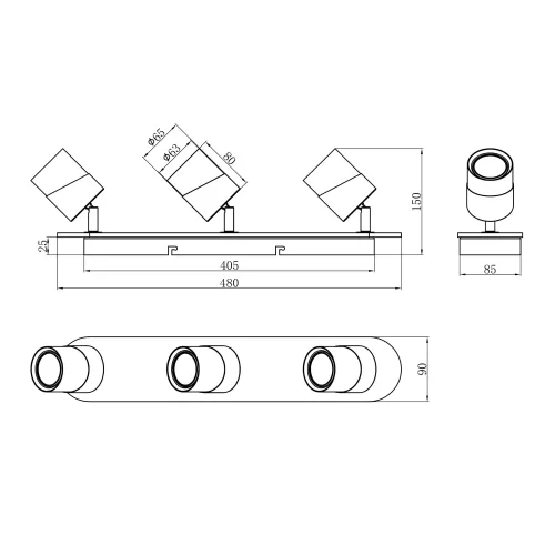 FOCO DE TETO 3 LUZES GU10 BRANCO AMARU