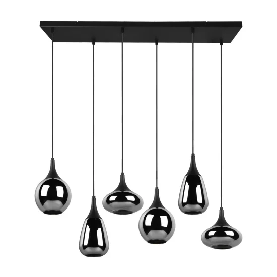 CANDEEIRO DE TETO 6 LUZES COR AÇO CROMADO E14 LESLIE 2