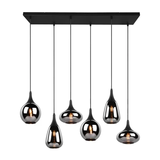 CANDEEIRO DE TETO 6 LUZES COR AÇO CROMADO E14 LESLIE