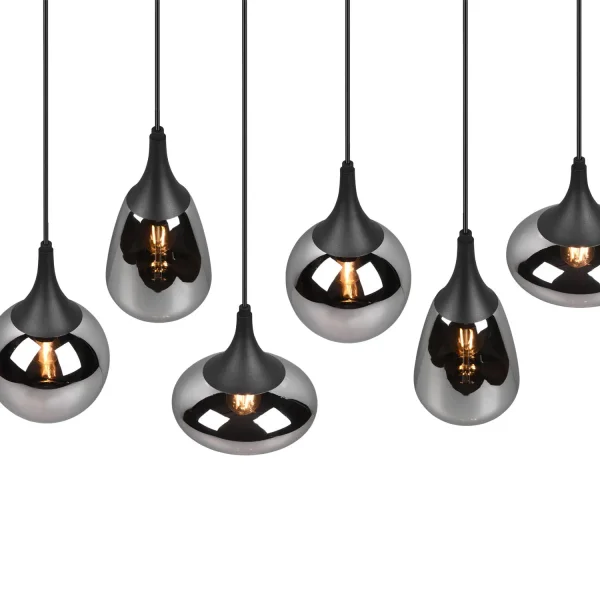 CANDEEIRO DE TETO 6 LUZES COR AÇO CROMADO E14 LESLIE