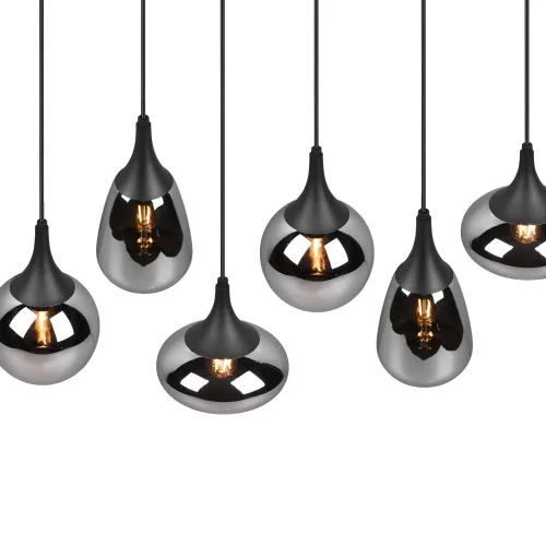 CANDEEIRO DE TETO 6 LUZES COR AÇO CROMADO E14 LESLIE