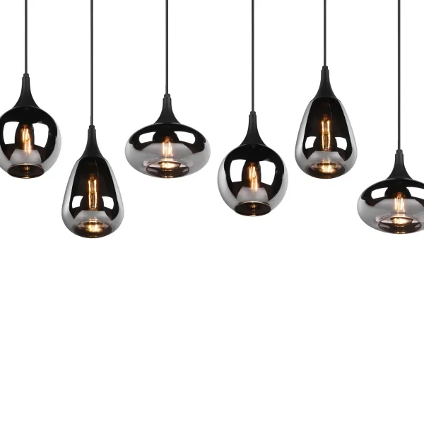 CANDEEIRO DE TETO 6 LUZES COR AÇO CROMADO E14 LESLIE