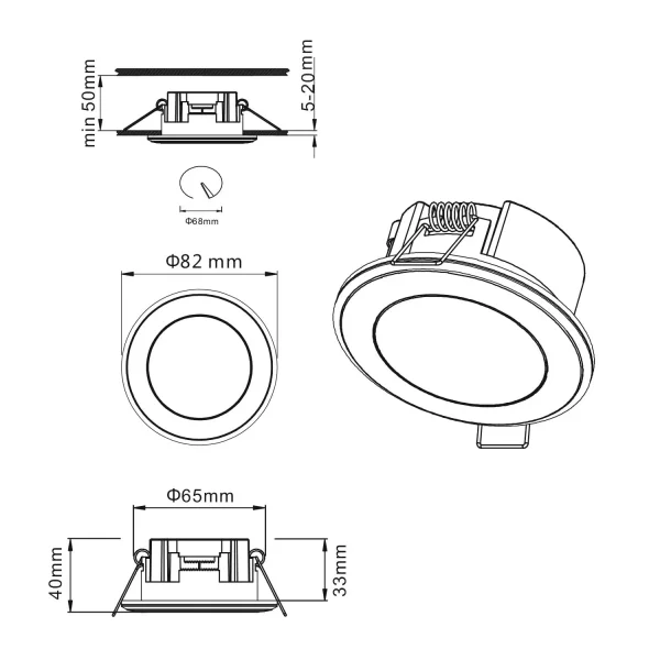 HOLOFOTE REBAIXADO LED 5W 3000K CROMADO ARANZA