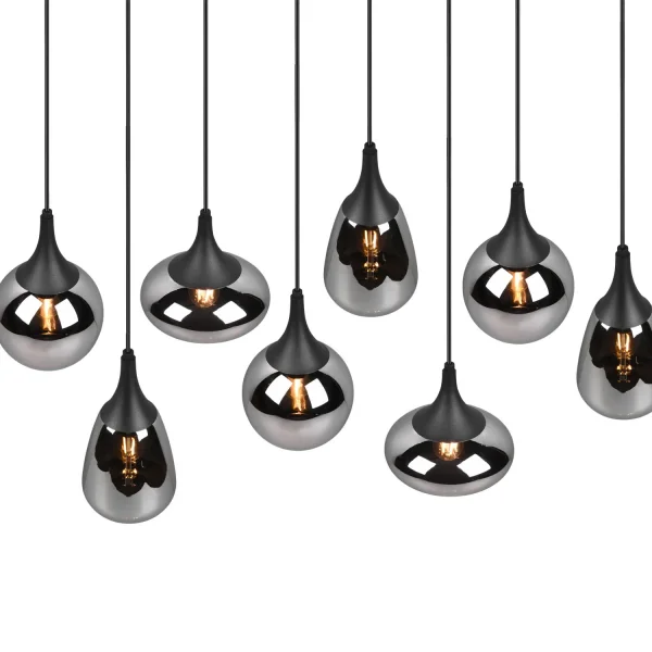 SUSPENSÃO 8 LUZES COR AÇO CROMADO E14 LESLIE