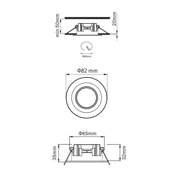 HOLOFOTE REBAIXADO LED 5W 3000K PRETO COLOMBO
