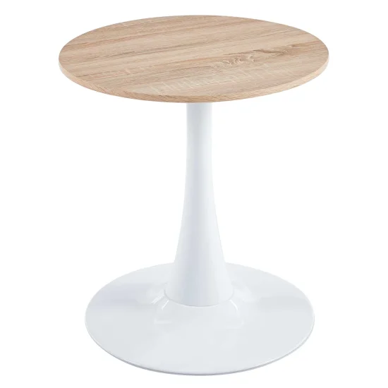 Mesa de Canto San Antoni Ø70 cm Pé Branco Tampo Natural | Lúzete 2