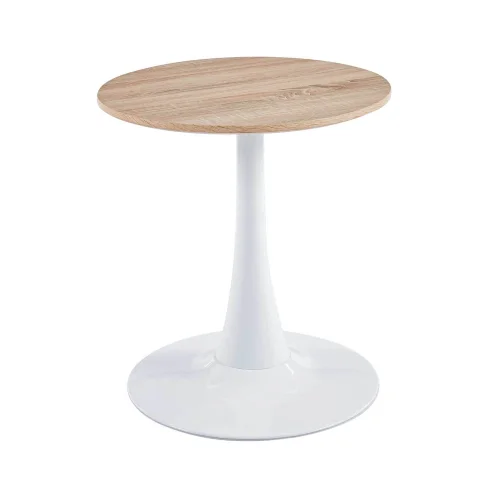 Mesa de Canto San Antoni Ø70 cm Pé Branco Tampo Natural | Lúzete
