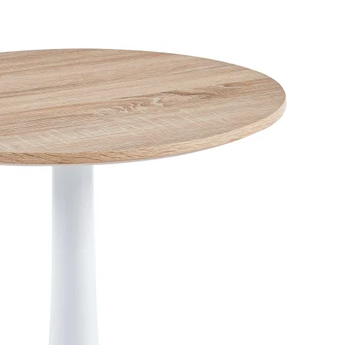 Mesa de Canto San Antoni Ø70 cm Pé Branco Tampo Natural | Lúzete