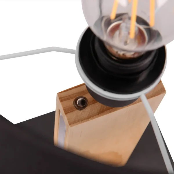 CANDEEIRO DE MESA E27 BASE EM MADEIRA COM LED 6W ROXANA