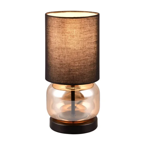 CANDEEIRO DE MESA BASE EM VIDRO ÂMBAR E27 ELISEO