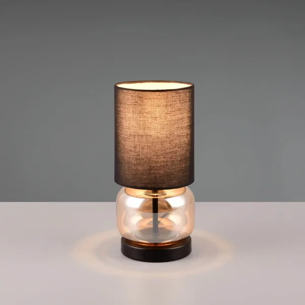 CANDEEIRO DE MESA BASE EM VIDRO ÂMBAR E27 ELISEO