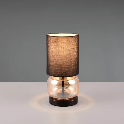 CANDEEIRO DE MESA BASE EM VIDRO ÂMBAR E27 ELISEO