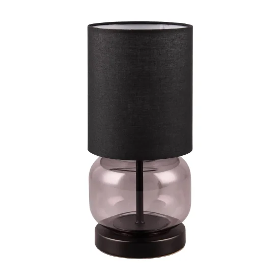 CANDEEIRO DE MESA COM BASE EM VIDRO FUMADO E27 ELISEO 2