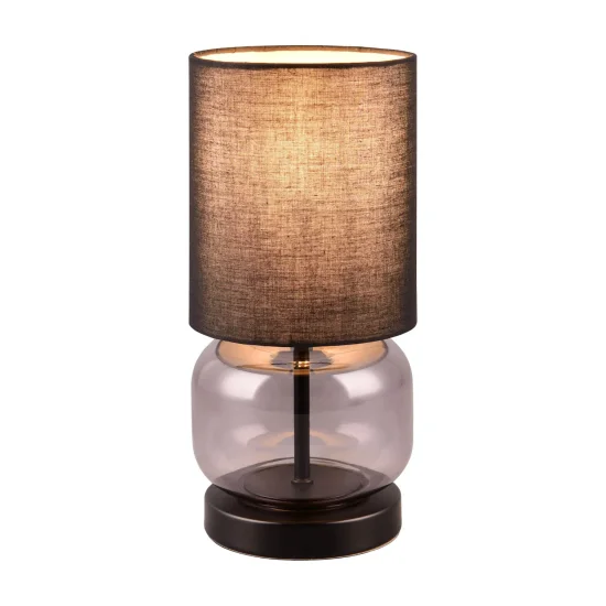 CANDEEIRO DE MESA COM BASE EM VIDRO FUMADO E27 ELISEO