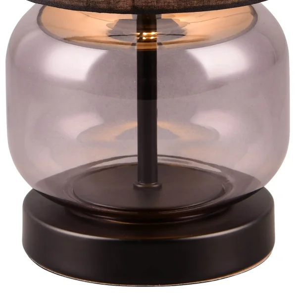 CANDEEIRO DE MESA COM BASE EM VIDRO FUMADO E27 ELISEO